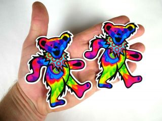 2 The Grateful Dead Tie Dye Dancing Bear Stickers 3.  75 " Jerry Bear Vinyl Slap