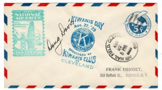 1929 Cleveland National Air Race Cover Pilot Signed W/ Autographed Letter