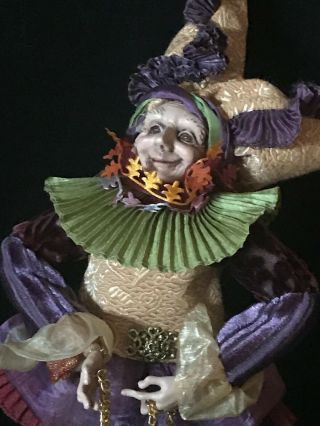 Quality Purple Gold Velvet Resin Face 13 " All Year Jester Doll Clown Joker