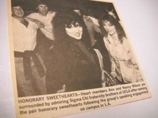 Heart Ann And Nancy Wilson Are.  Sweethearts 1980 Music Biz Promo Pic/text
