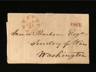 Va Fredericksburg 1825 Stampless Cover Frank W/content