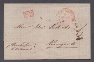 Us Stampless Cover Ship Mail,  Havre,  France To York,  4/8/1841 F/l
