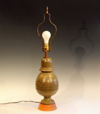 Bitossi Pottery Londi Vase Italian Raymor Ceramic Green 1960s Lamp 3