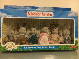 Sylvanian Families Celebration Grey Rabbit Family (babblebrook) 7 Characters