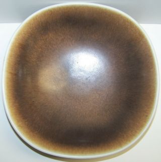 Berndt Friberg Gustavsberg Ceramic 10 " Quadratic Bowl Brown Haresfur Glaze