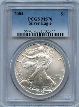 2004 Silver Eagle S$1 Pcgs Ms 70 No Spots