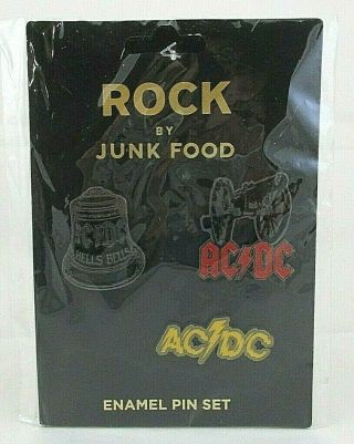 Ac/dc Set Of 3 Enamel Pins Rock And Roll Made In China