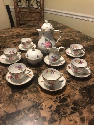Hutschenreuter Gelb Vintage 6 Cup Tea Set Elegant Rose Pattern