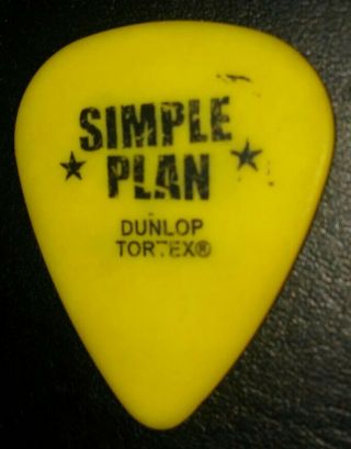 Simple Plan Punk Rock Sebastien Lefebre Yellow Concert Tour Guitar Pick Rare