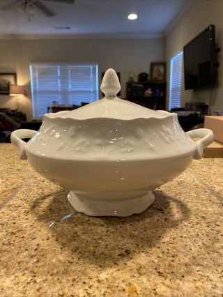 Apilco White Porcelain Soup Tureen Made In France Yves Deshoulieres
