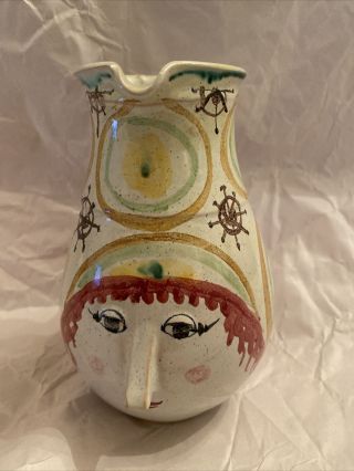 Bjorn Wiinblad Art Pottery Head Face Vase Pitcher Mcm Signed Danmark 1961