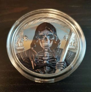 Grim Reaper Dark Side 1 Oz Silver Coin 1000 Francs Equatorial Guinea 2018
