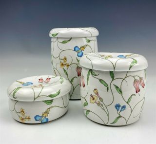 3 Kohler Artist Edition " English Trellis " Porcelain Bathroom Vanity Jar Box Tlk