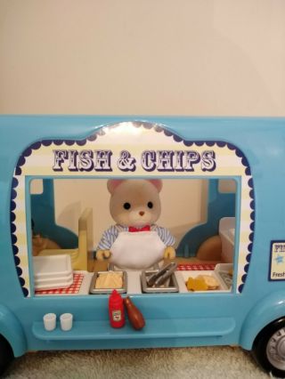Sylvanian Families Fish And Chips Van 4677 Complete Set