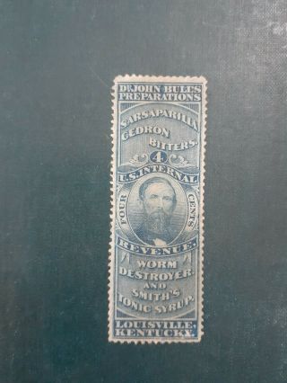Private Die Medicine Revenue Stamp,  4c,  Sarsaparilla Cedron Bitters