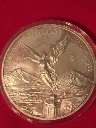 2014 Mexico Silver Libertad 5 Oz In Capsule Low Mintage Of 6,  400 Toning