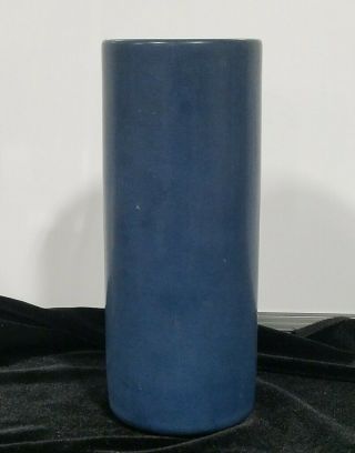 Marblehead Pottery Dark Blue Arts And Crafts Vase 7.  5 inch Cylindrical Design 2