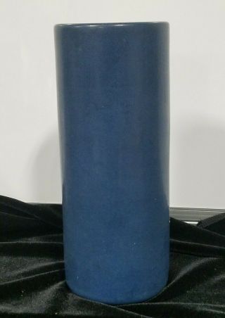Marblehead Pottery Dark Blue Arts And Crafts Vase 7.  5 inch Cylindrical Design 3