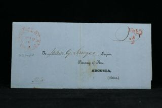 Maine: Oosoola 1853 Justice Of The Peace Stampless Cover,  Rare Dpo Somerset Co