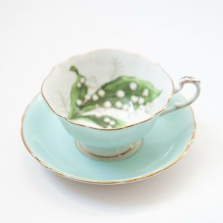 Paragon Lilies Of The Valley Turquoise " To The Bride " Tea Cup & Saucer