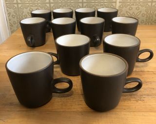 12 Heath Ceramics California Pottery Coffee Tea Cups Mcm Vintage Brown Marked