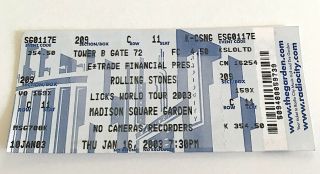 Rolling Stones " Licks World Tour " 2003 Madison Square Garden Full Ticket