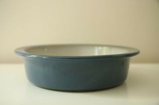 Edith Heath Ceramics French Blue Serving Bowl White Vintage Baker 430 Rim