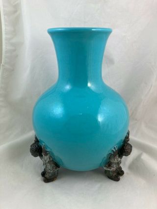 Unusual Vintage Mid - Century Modern Fantoni Figural Footed Pottery Vase