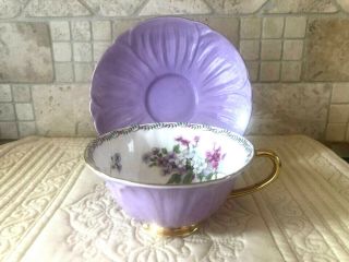 Shelley Footed Oleander Cup And Saucer
