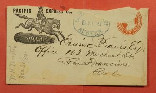 1855 Pacific Express Co Stationery Auburn Ca Cancel