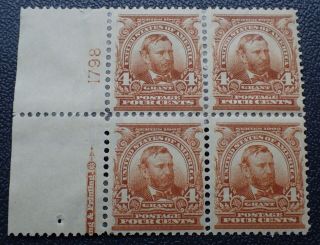 Scott 303 Plate Block - 1903 U.  S.  Stamps - 4c U.  S.  Grant