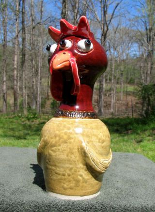 " Gmo Chicken " Face Jug Ugly Folk Art Southern Pottery Ceramic Nc Rooster