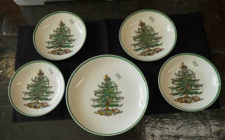 Spode Christmas Tree 5 Piece Pasta Bowl Set - - Made In England