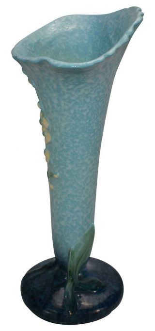 Roseville Pottery Wincraft Blue Art Deco Ceramic Vase 286 - 12 2