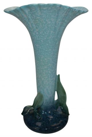 Roseville Pottery Wincraft Blue Art Deco Ceramic Vase 286 - 12 3