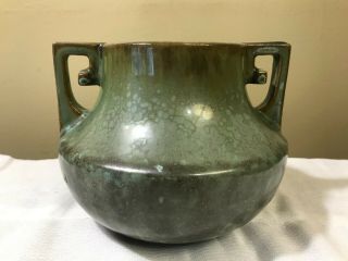Fulper Pottery Double - Handled Vase 452 Green Crystalline Glaze