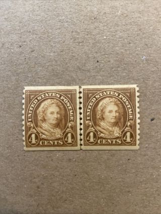 Us Stamp Scott 601 Joint Line Pair Martha Washington Not Hinged Scv $55