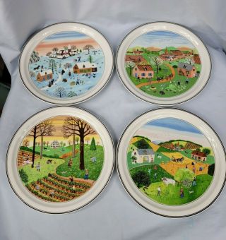 Vintage Villeroy & Boch Design Naif The Four Seasons Wall Plates Set Of 4