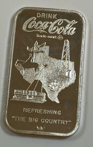 . 999 1 Oz Fine Silver Bar 75th Anniversary Of Coca - Cola Abilene Texas Edition