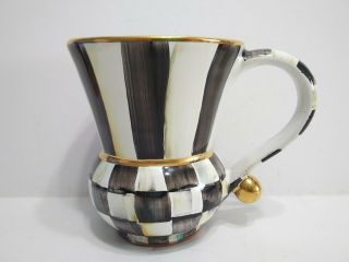 Mackenzie Childs Courtly Check Stripe Ceramic Mug Gold Dot Checkered Aurora Ny