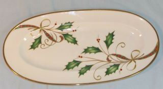 Lenox Holiday Nouveau Gold Christmas Sandwich Platter 14 "
