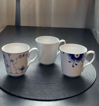 Royal Copenhagen Mixed Pattern Mugs (set Of 3)