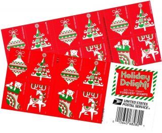 Usps Holiday Delights Christmas Postage Stamps - 5 Booklets Of 20 - 100 Stamps
