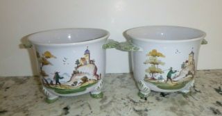 Vintage Pair Mcm Italy Fratelli Fanciullacci Art Pottery Cache Pots Jardinieres