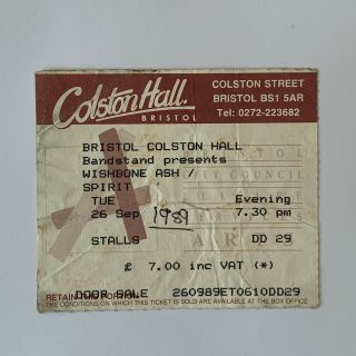 Wishbone Ash - Colston Hall Bristol September 26 1989 Concert Ticket Stub