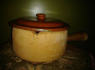 Vintage Vallauris France Lg Rustic Terracotta Pot W/lid Earthenware Ceramic 6 Qt