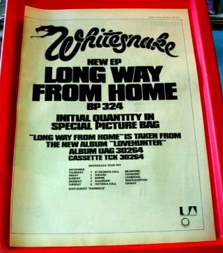 Whitesnake ‎long Way From Home Vintage Orig 1979 Press/mag Advert Poster - Size