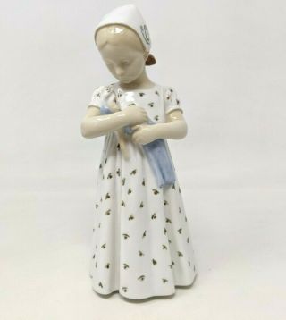 Vtg Bing & Grondahl B&g Girl Mary With Doll 1721 Porcelain Figurine Denmark Cd21