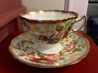 Hammersley Queen Anne Handpainted Cup & Saucer / England