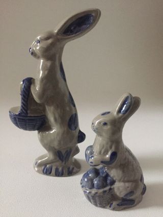 Bbp Beaumont Brothers Pottery Rabbit Bunny Figurines - Set Of 2